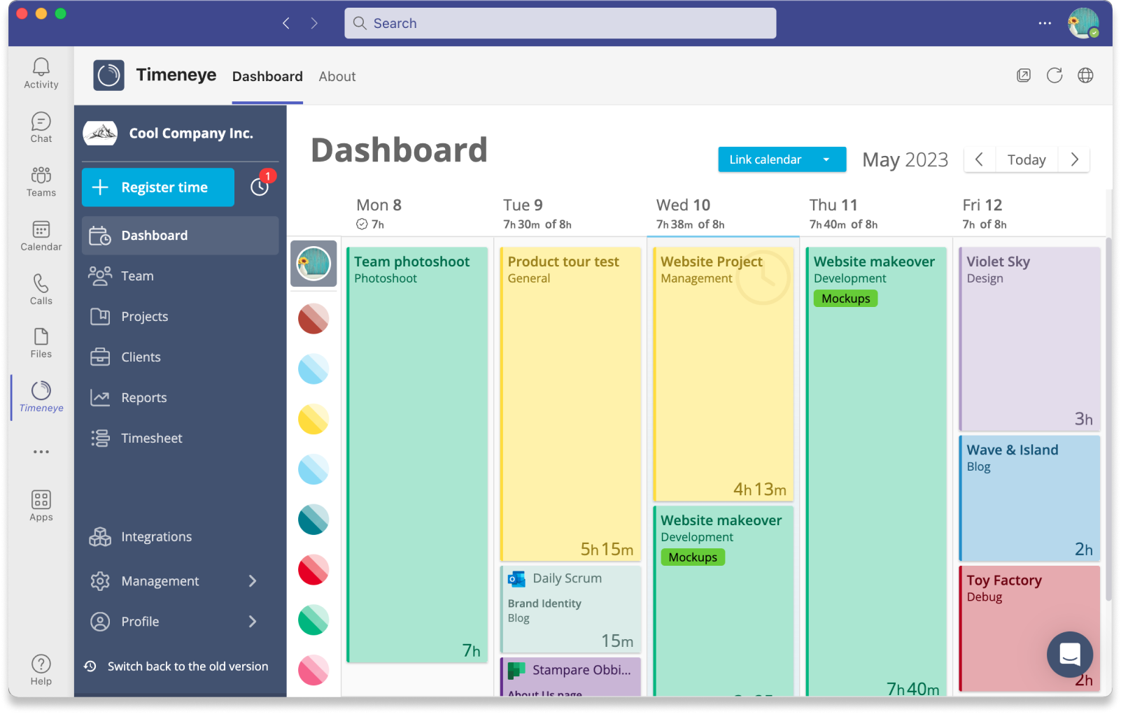 Time tracking for Microsoft Teams